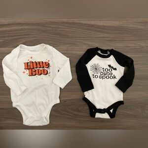 Halloween Themed Kids One Pieces Set - White and Black 3-6 months